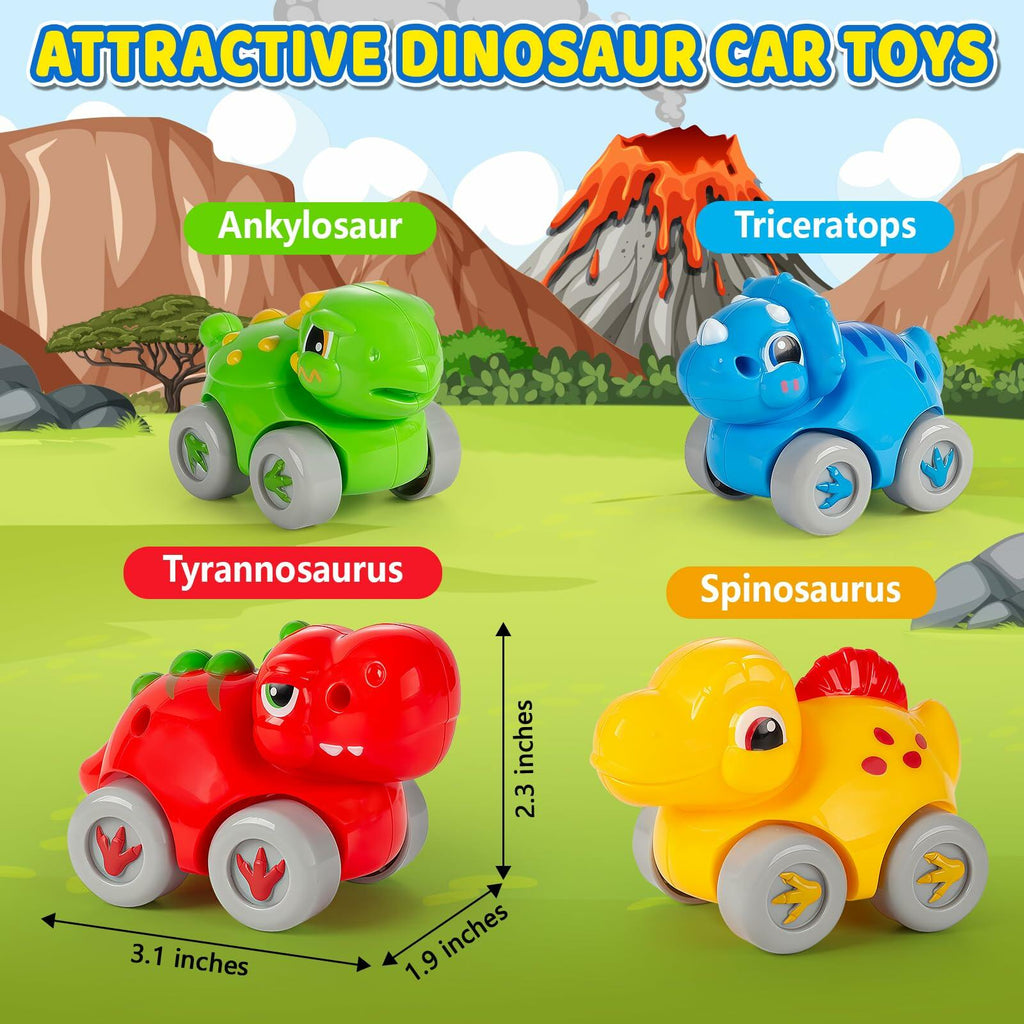 Toys for 1 Year Old Boy and Girl, Race Track for Toddlers 1-3 with 4 Dinosaurs