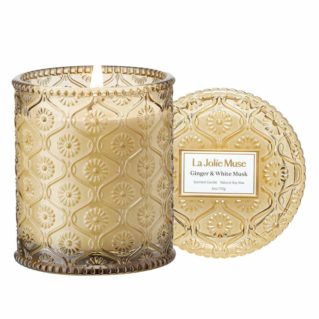 LA JOLIE MUSE Ginger & White Musk Candles | Ginger, Lemongrass & Musk | 6 oz Soy