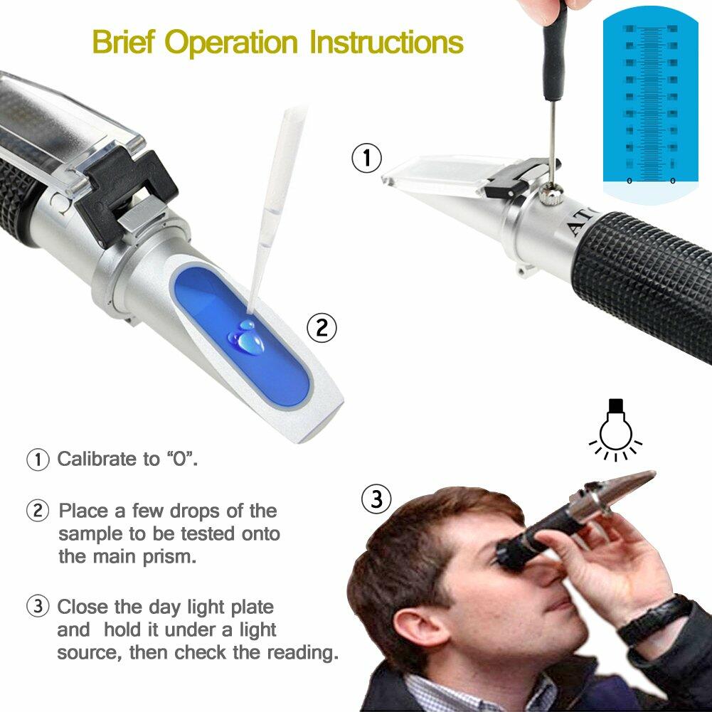 aichose Brix Refractometer with ATC, Dual Scale - Specific Gravity & Brix,
