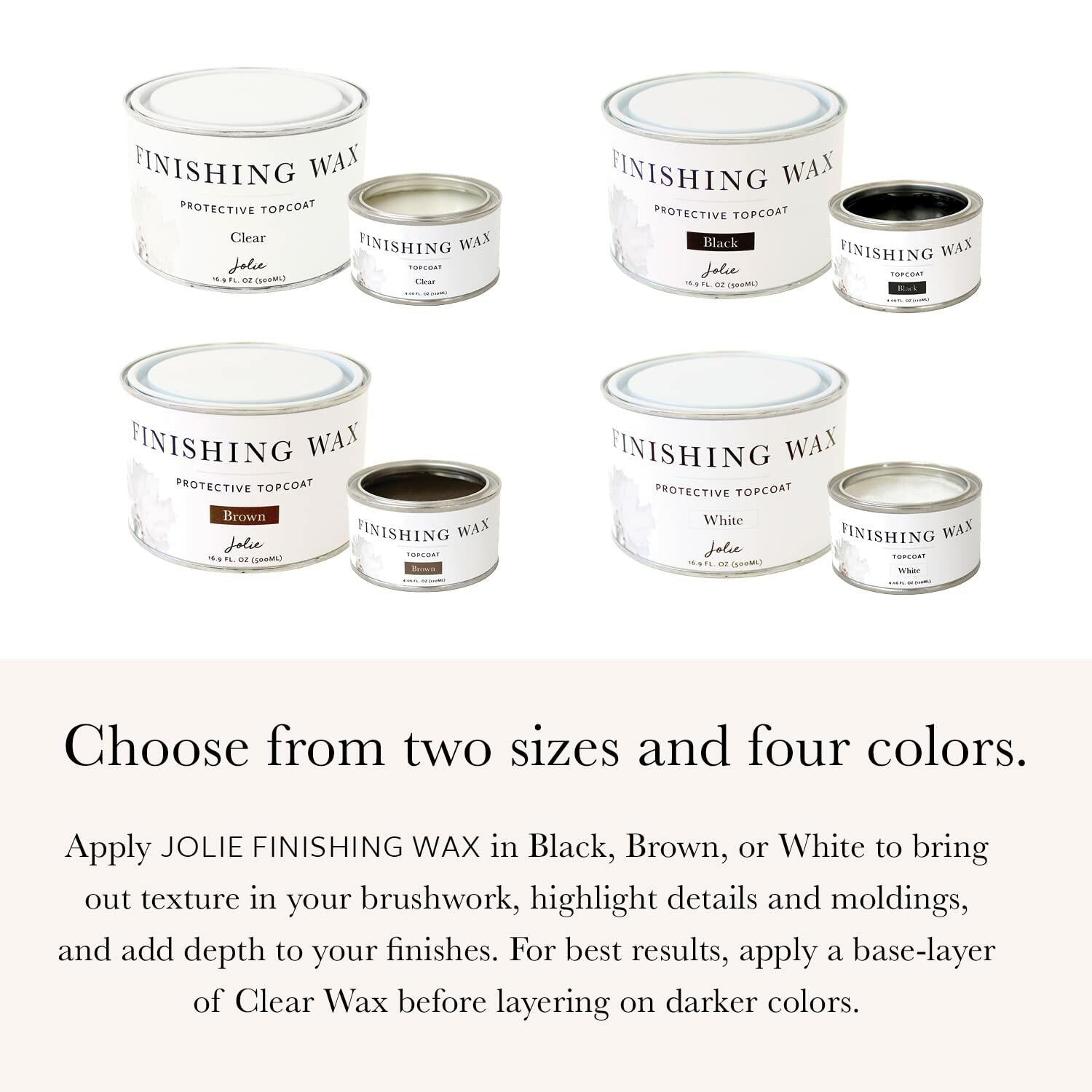 Jolie Finishing Wax - Protective topcoat Paint - Use on interior furniture,