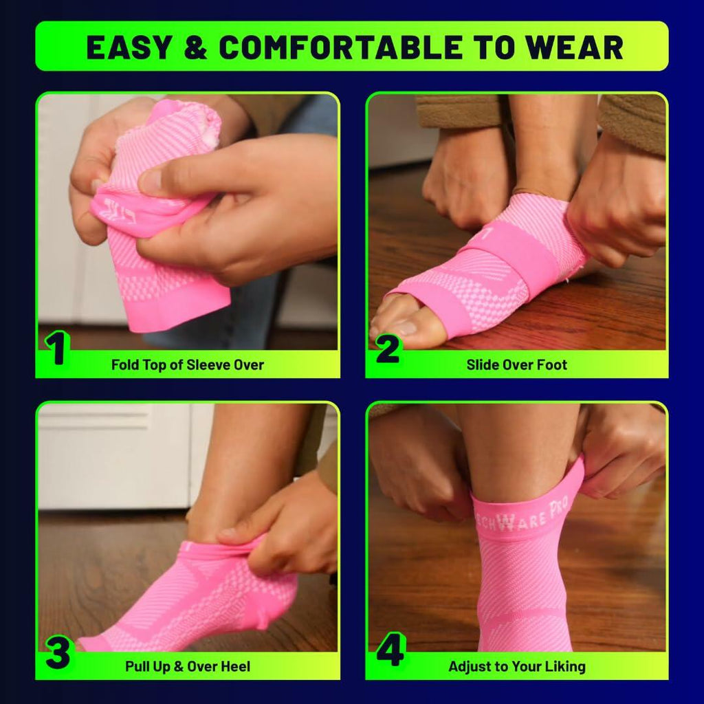 TechWare Pro Ankle Brace Compression Sleeve - Relieves Achilles Tendonitis,