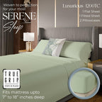 1200 Thread Count Queen Size Sheets Set Pastel Green, Ultra Soft Cotton Rich