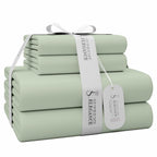 1200 Thread Count Queen Size Sheets Set Pastel Green, Ultra Soft Cotton Rich