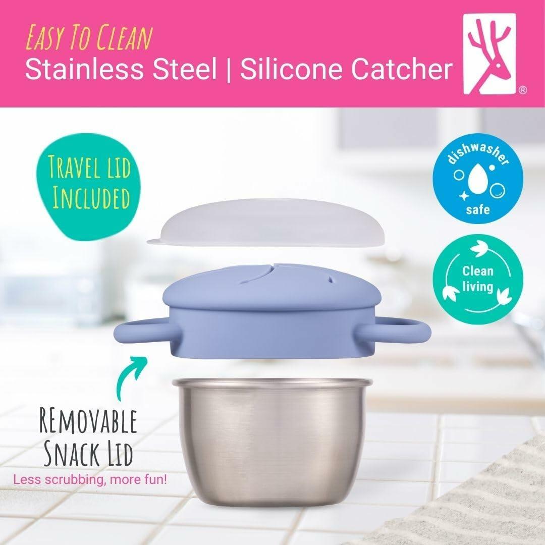 2 PACK Elk and Friends Stainless Steel Snack Cups | Removable Silicone Food