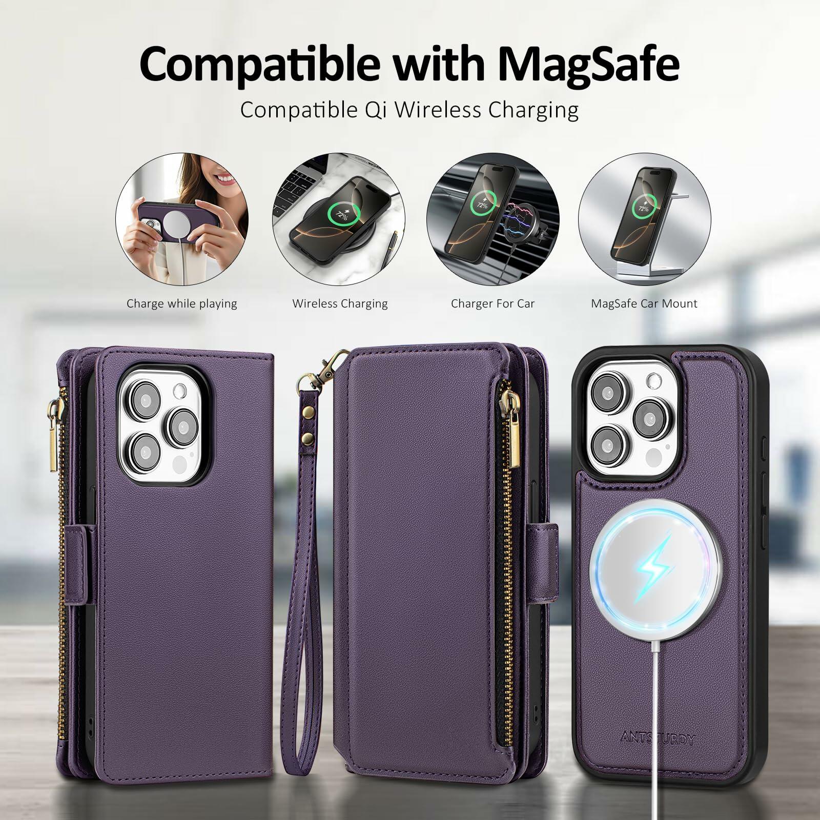 Antsturdy Compatible with Magsafe Magnetic 2 in 1 Detachable iPhone 15 Pro