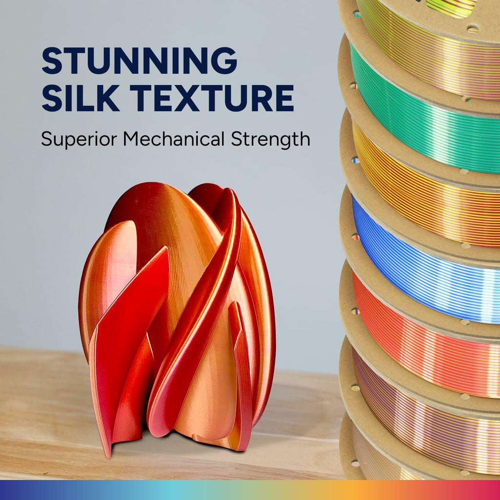 OVERTURE Silk PLA Dual Color Filament 1.75mm, Bi-Color Shiny PLA Finish, Smooth