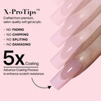 SXC Cosmetics French Tip Press On Nails – 5 Pink Series, Medium Square, X-Pro