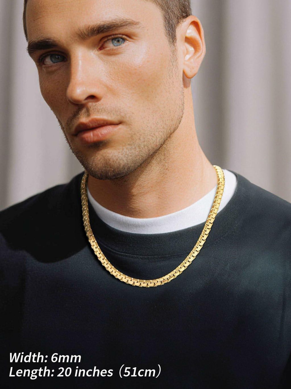 FindChic Gold Chain for Men,  22 Inches Length 6mm Grunge Necklace Cool Hip Hop