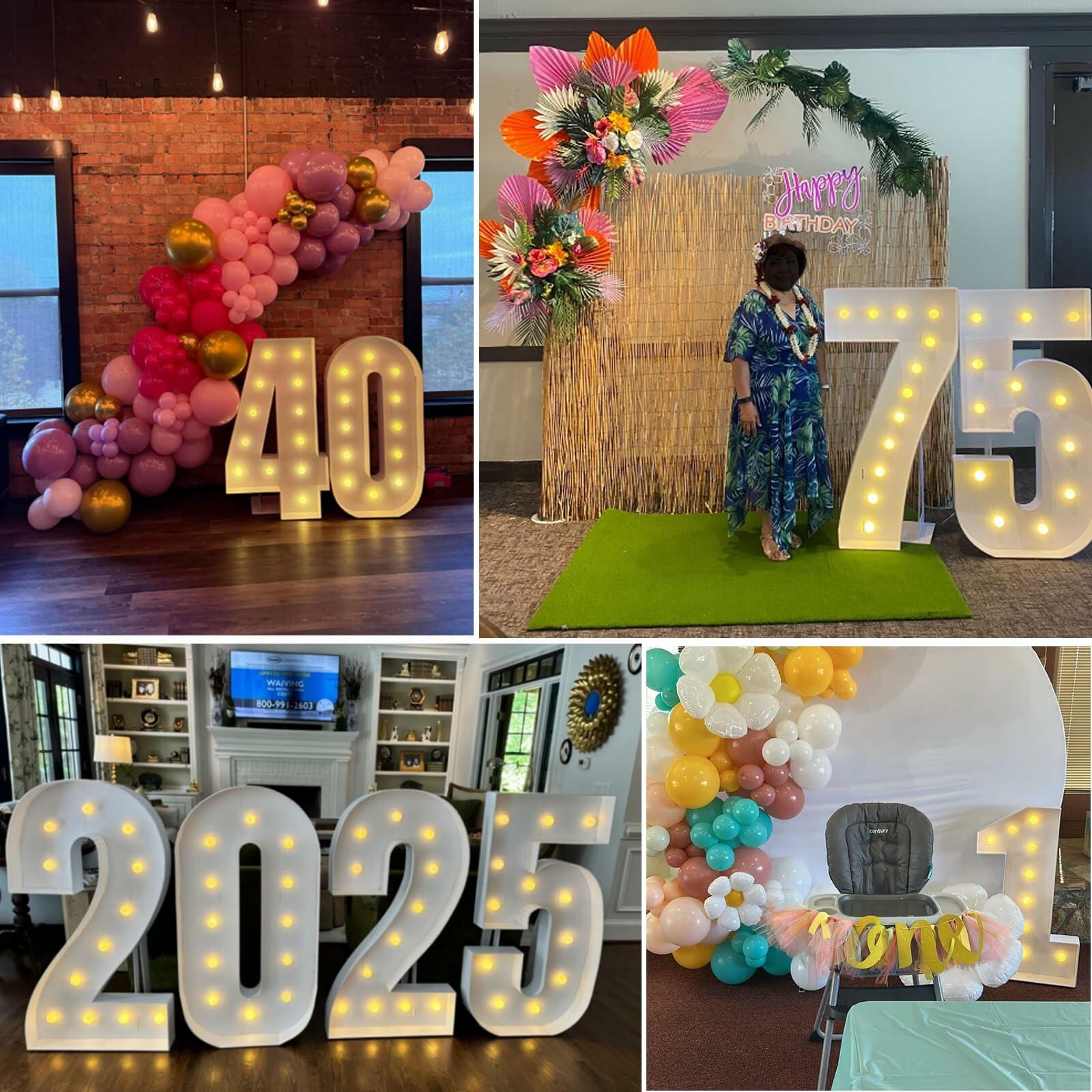 4FT Marquee Light Up Numbers Pre-Cut Frame Giant Marquee Numbers 5, Mosaic