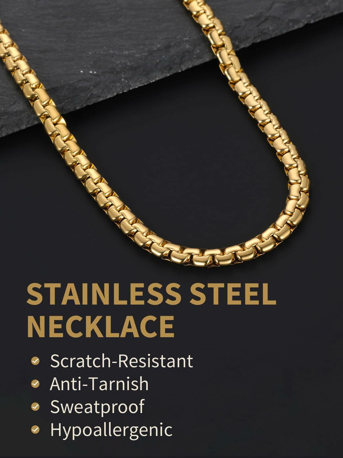FindChic Gold Chain for Men,  22 Inches Length 6mm Grunge Necklace Cool Hip Hop