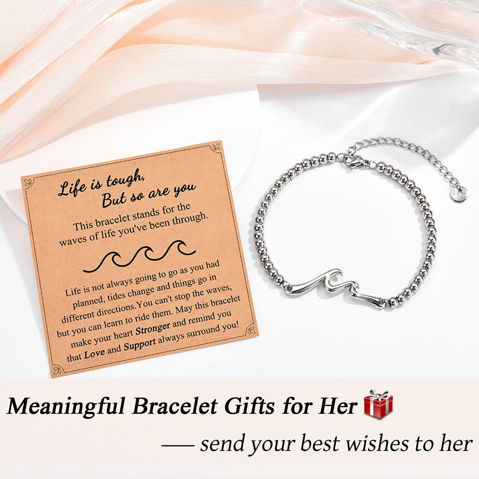 IKIATY Inspirational Gifts for Women, Wave Inspirational Bracelet, Get Well