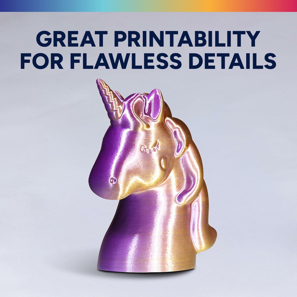 OVERTURE Silk PLA Dual Color Filament 1.75mm, Bi-Color Shiny PLA Finish, Smooth