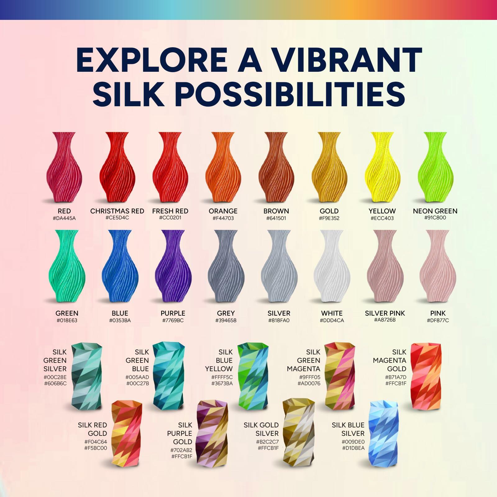 OVERTURE Silk PLA Dual Color Filament 1.75mm, Bi-Color Shiny PLA Finish, Smooth