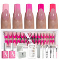 SXC Cosmetics French Tip Press On Nails – 5 Pink Series, Medium Square, X-Pro