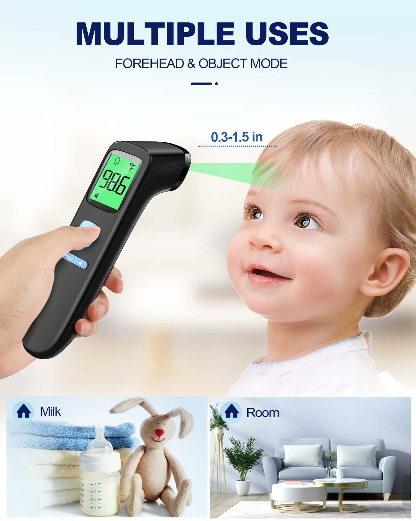 No-Touch Forehead Thermometer for Adults, Infrared Digital Baby Thermometer for