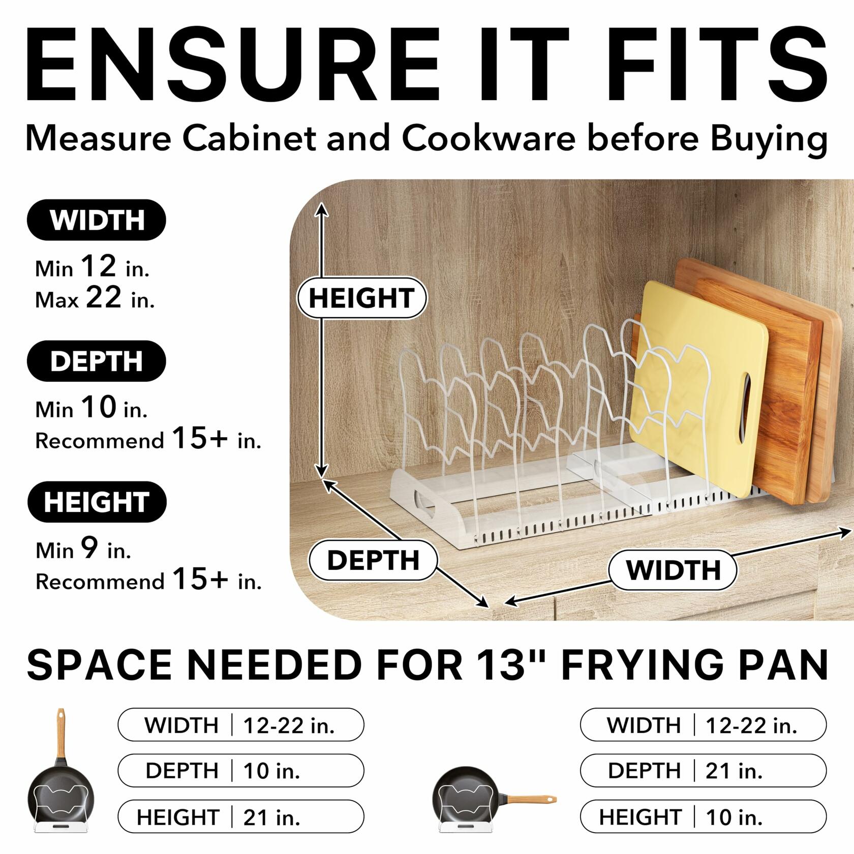 Simple Houseware Expandable Pan Organizer Rack, 10 Adjustable Compartments,