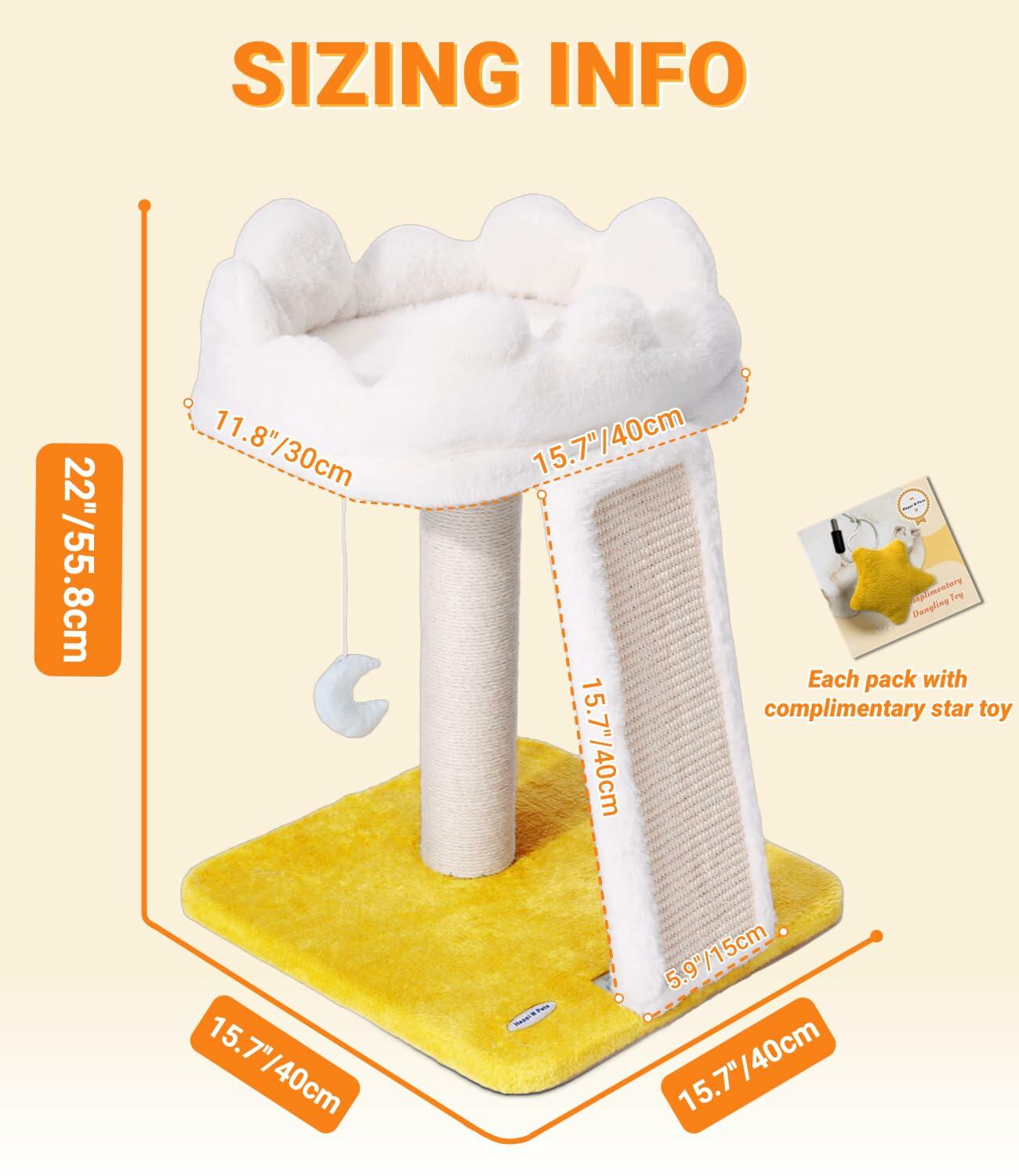 Happi N Pets New Cloud Cat Tree Tower, Cat Scratching Post with Bed, Small Cat