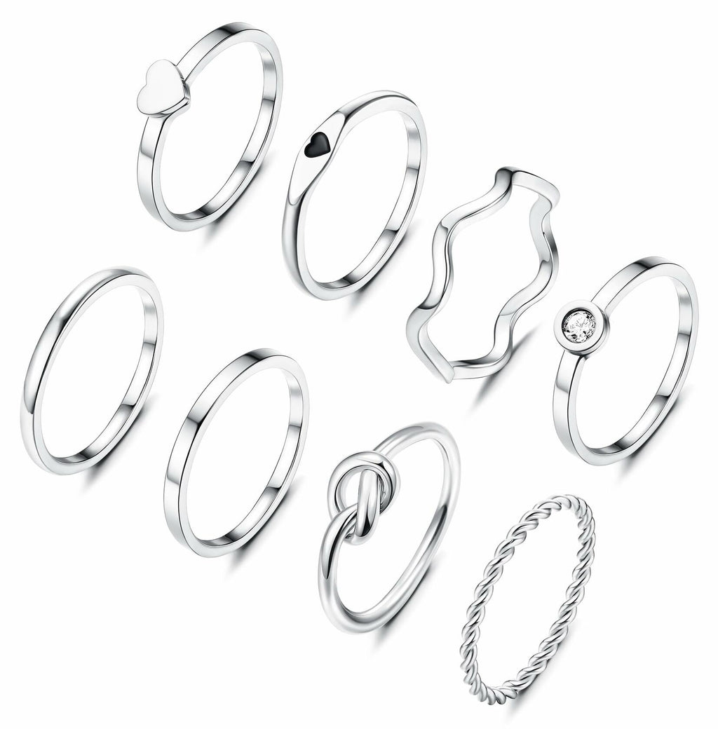 YADOCA Size 5-11 8pcs 2MM Stainless Steel Rings for Women Men 14K Gold Plated