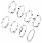 YADOCA Size 5-11 8pcs 2MM Stainless Steel Rings for Women Men 14K Gold Plated