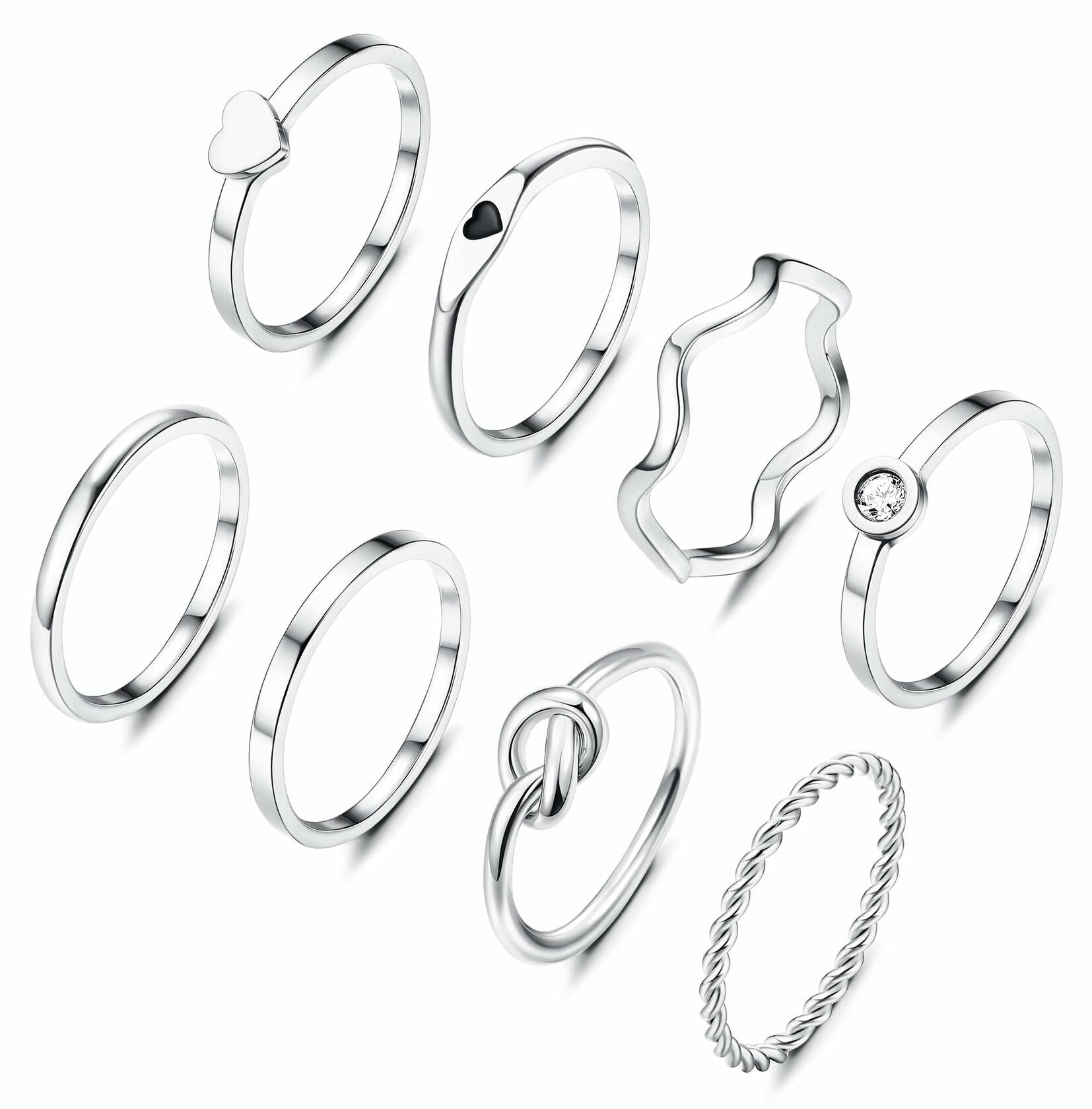 YADOCA Size 5-11 8pcs 2MM Stainless Steel Rings for Women Men 14K Gold Plated