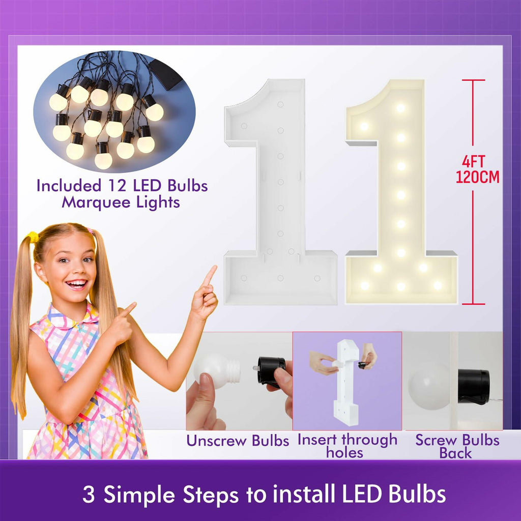 4FT Marquee Light Up Numbers Pre-Cut Frame Giant Marquee Numbers 5, Mosaic