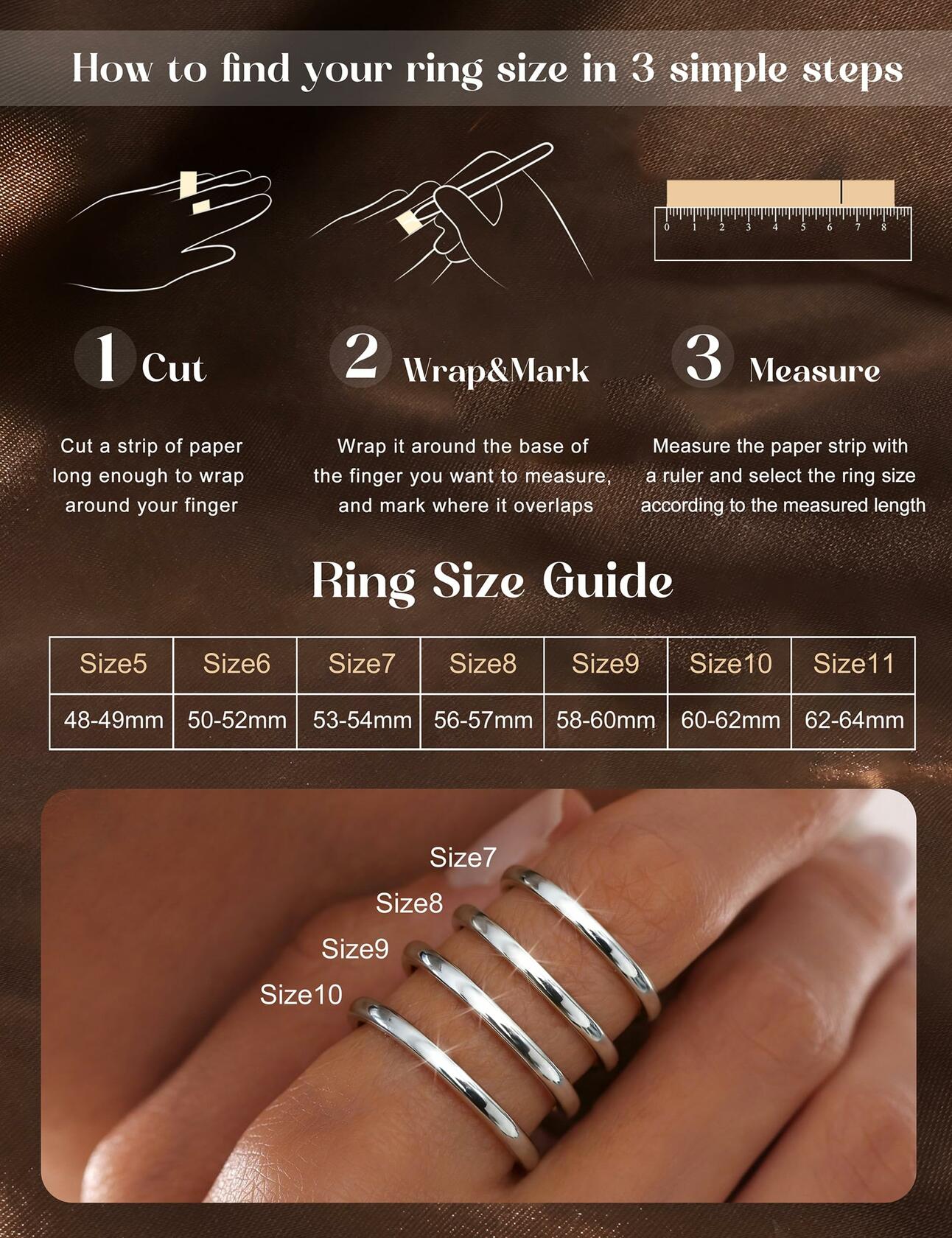 YADOCA Size 5-11 8pcs 2MM Stainless Steel Rings for Women Men 14K Gold Plated