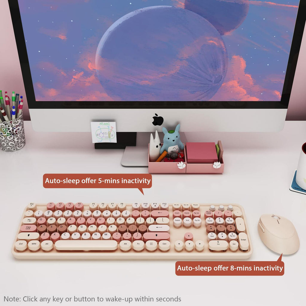 Wireless Keyboard and Mouse, KOOTOP Cute Keyboard and Mouse, 2.4G Wireless