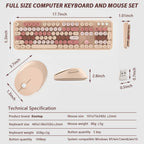 Wireless Keyboard and Mouse, KOOTOP Cute Keyboard and Mouse, 2.4G Wireless