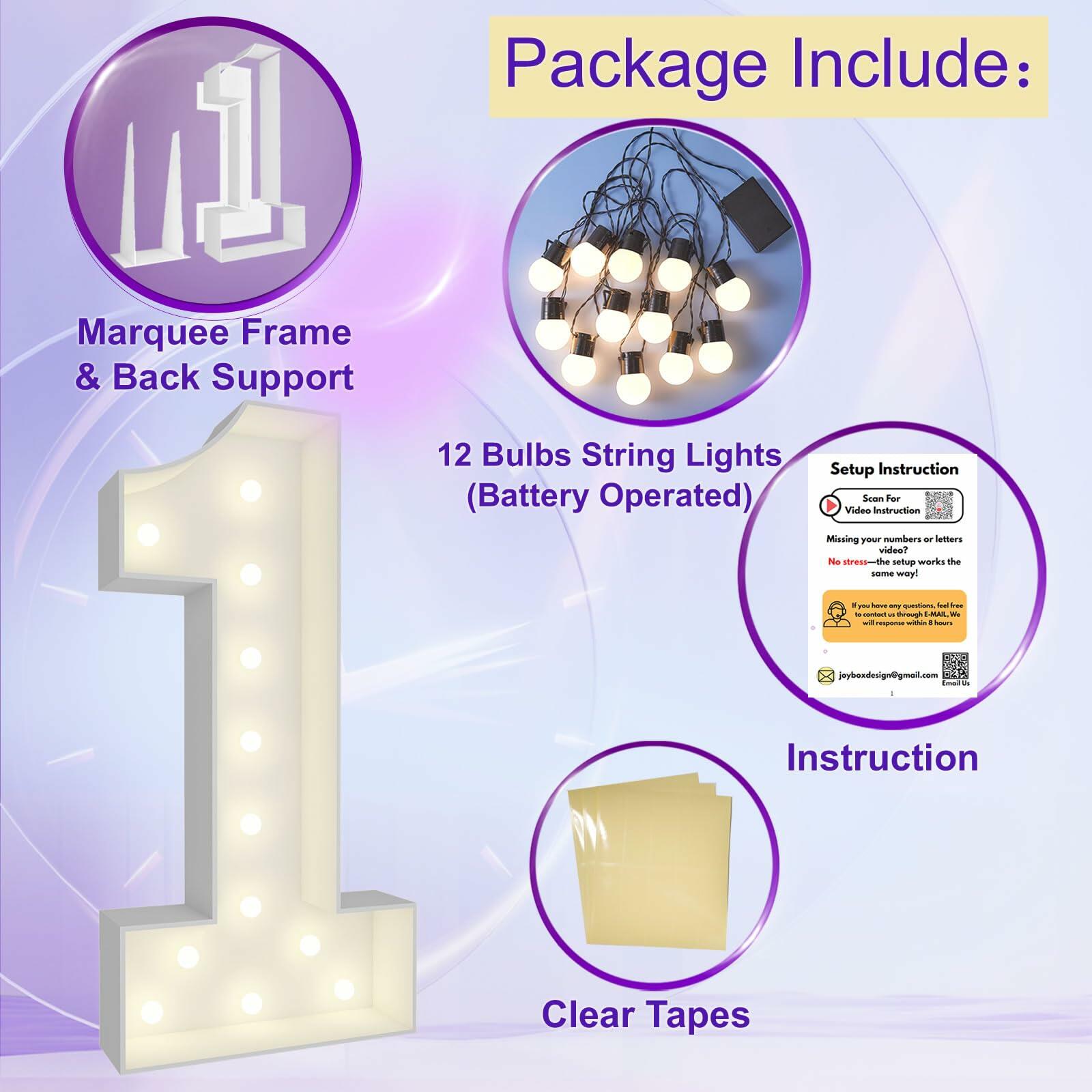 4FT Marquee Light Up Numbers Pre-Cut Frame Giant Marquee Numbers 5, Mosaic