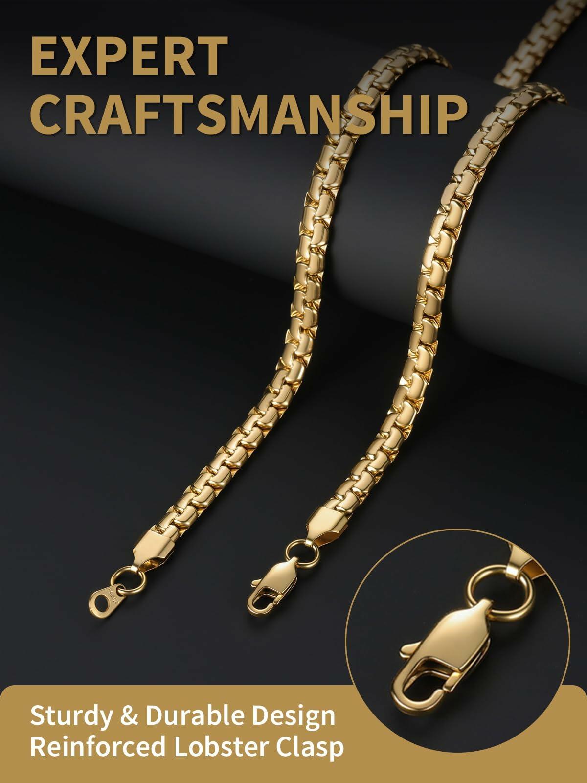 FindChic Gold Chain for Men,  22 Inches Length 6mm Grunge Necklace Cool Hip Hop