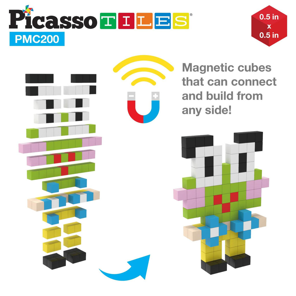 Picasso Cubes 0.5” Pixel Magnetic Puzzle Cube 200 Piece Mix & Match Sensory Toys