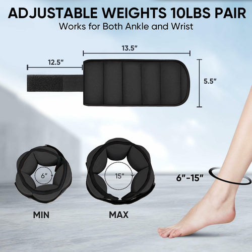 APEXUP 10lbs/Pair Adjustable Ankle Weights for Women and Men, Modularized Leg