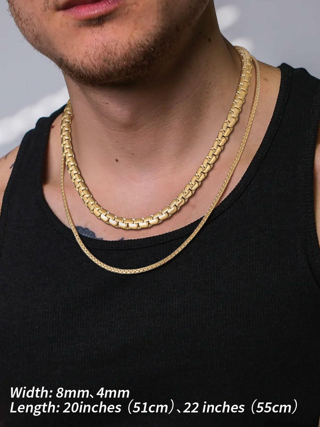 FindChic Gold Chain for Men,  22 Inches Length 6mm Grunge Necklace Cool Hip Hop