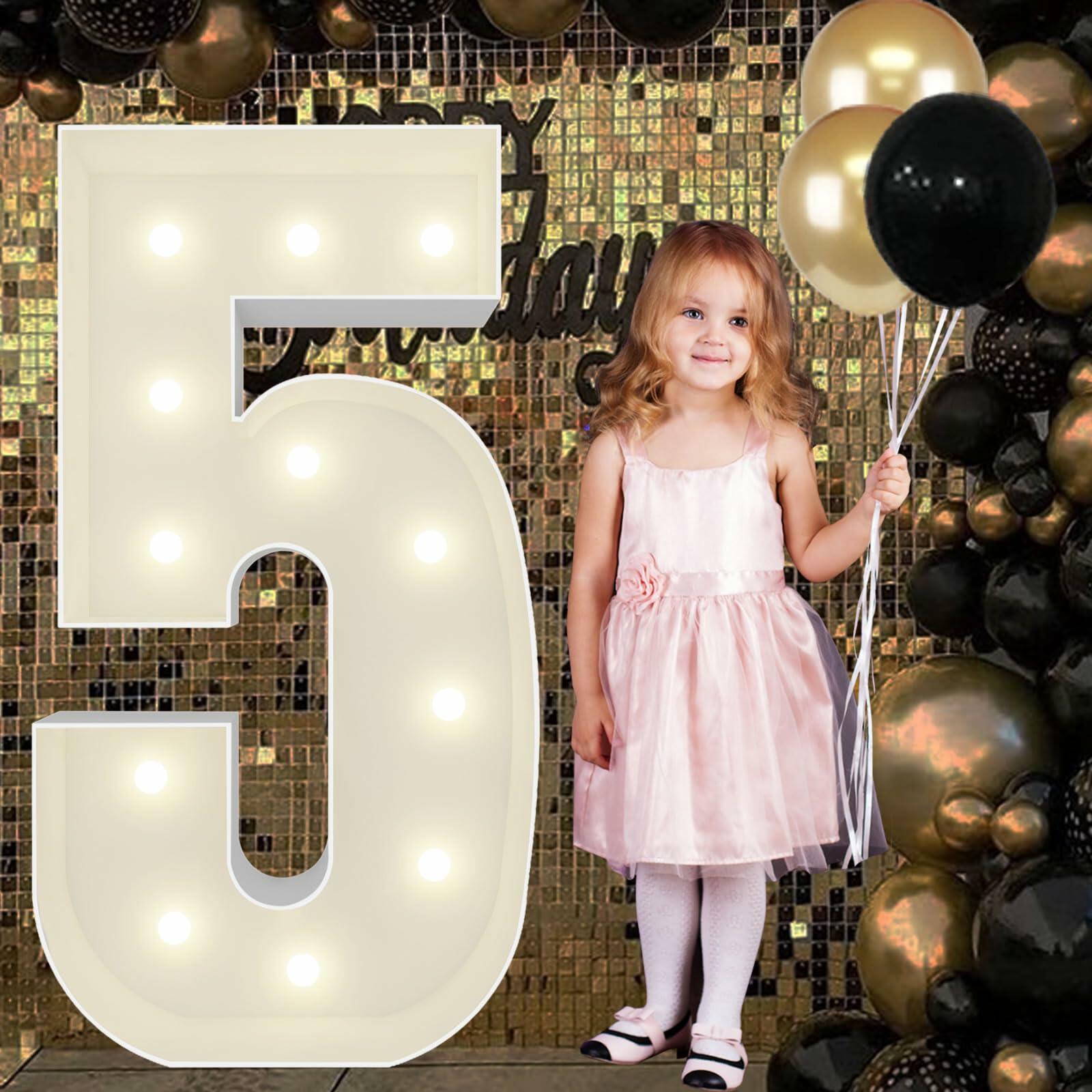 4FT Marquee Light Up Numbers Pre-Cut Frame Giant Marquee Numbers 5, Mosaic