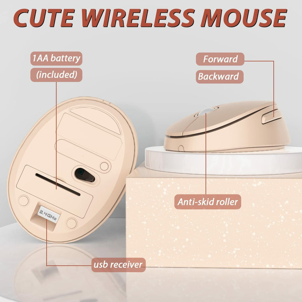 Wireless Keyboard and Mouse, KOOTOP Cute Keyboard and Mouse, 2.4G Wireless