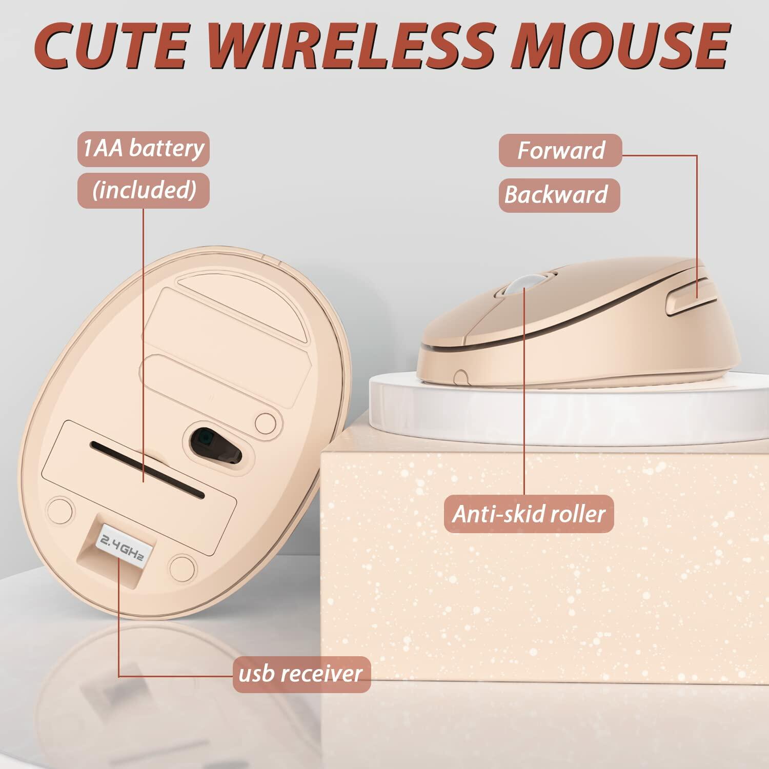Wireless Keyboard and Mouse, KOOTOP Cute Keyboard and Mouse, 2.4G Wireless
