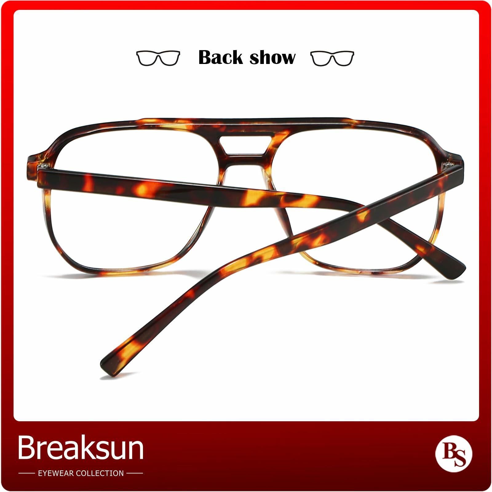 Breaksun Retro Oversized Square Glasses for Women Men Big Square Aviator Blue