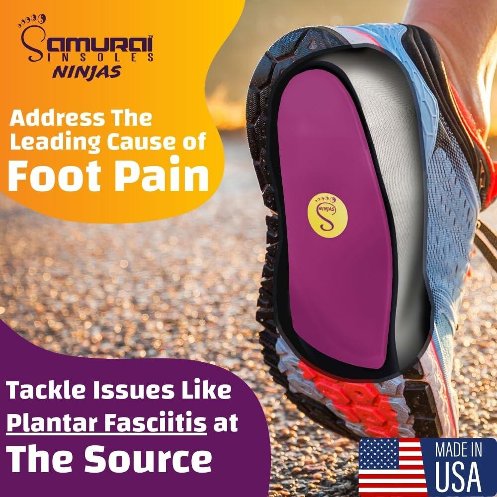 Samurai Insoles Ninjas Plantar Fasciitis Relief Insoles - Podiatrist Designed,