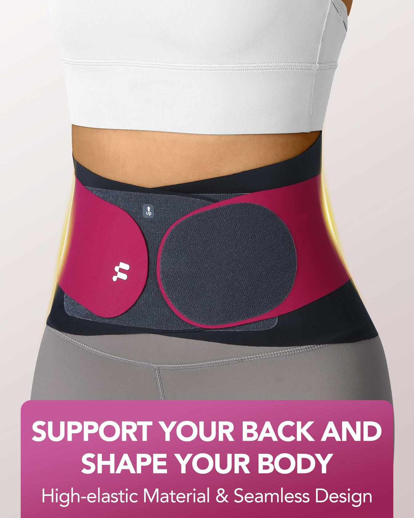 Fitomo 0.5mm Ultra Thin Back Brace with 3D Lumbar Pad, Seamless Yoga Fabric,