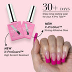 SXC Cosmetics French Tip Press On Nails – 5 Pink Series, Medium Square, X-Pro
