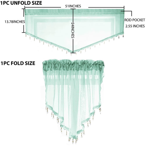 PearAge Beaded Sheer Valance Curtains for Living Room,Rod Pocket Farmhouse