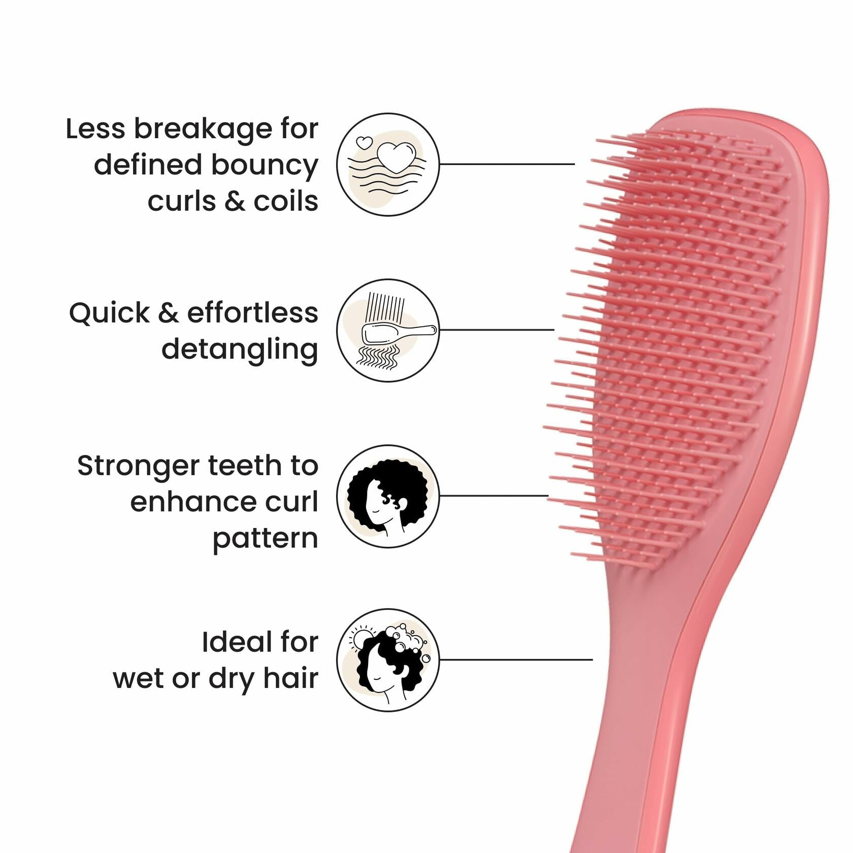 OPEN BOX- Tangle Teezer Ultimate Detangler Curly Hair Brush, Dry & Wet