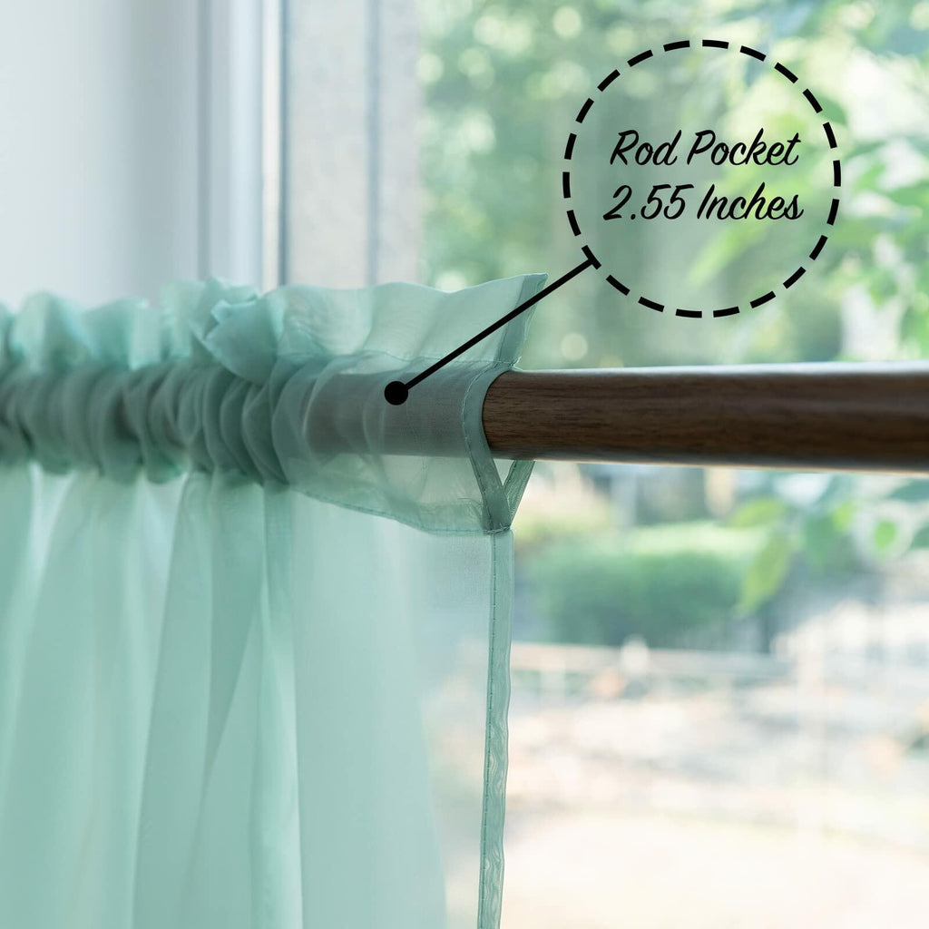 PearAge Beaded Sheer Valance Curtains for Living Room,Rod Pocket Farmhouse