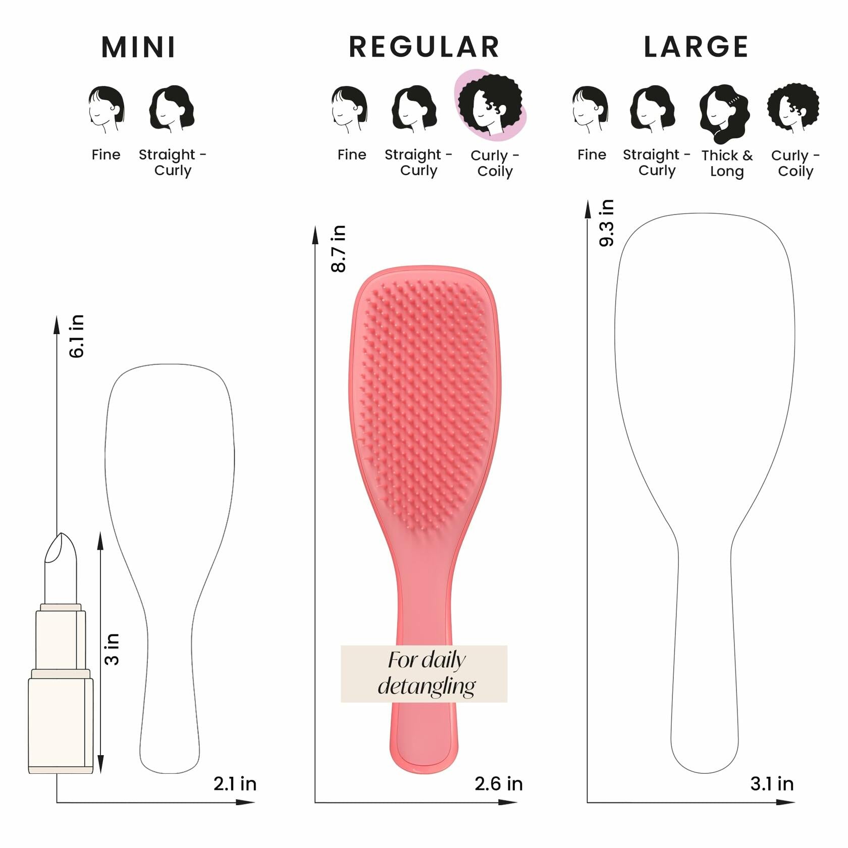OPEN BOX- Tangle Teezer Ultimate Detangler Curly Hair Brush, Dry & Wet
