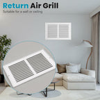 VOISEN Return Air Grille - Fits 10x6 Duct Opening, Steel White Vent Cover Grill