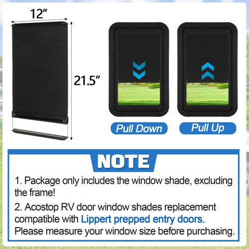 Acostop RV Door Window Shades Replacement for Lippert Prepped Entry Doors - 12''