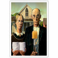 Funny Bathroom Canvas Wall Art Vintage American Gothic Toilet Poster World