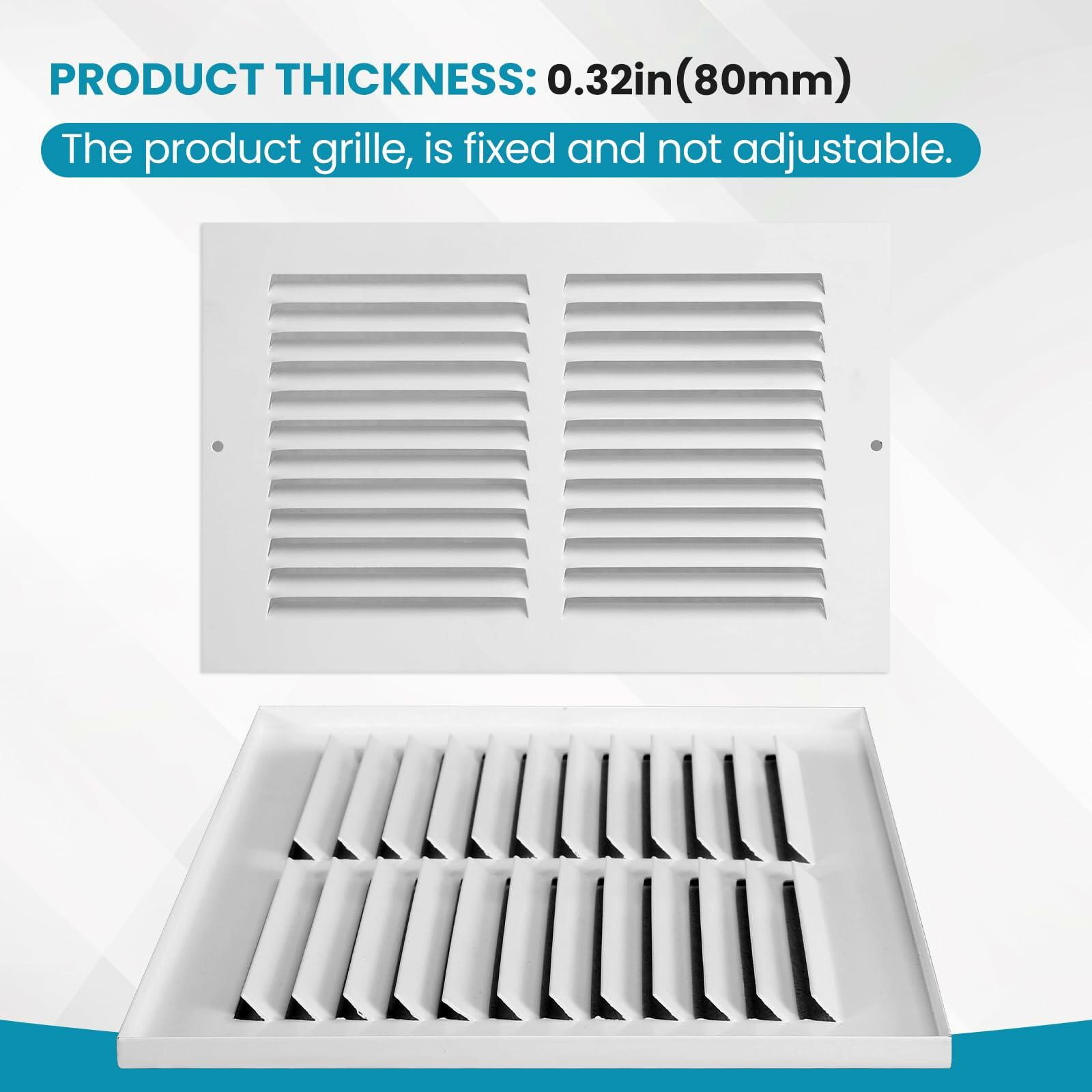 VOISEN Return Air Grille - Fits 10x6 Duct Opening, Steel White Vent Cover Grill