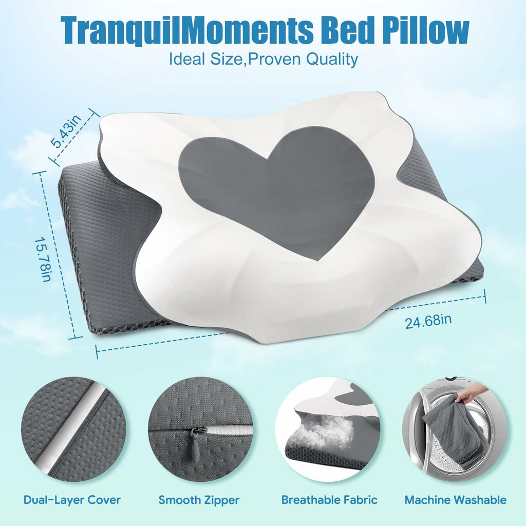 TranquilMoments Cervical Neck Pillow for Sleeping, Memory Foam Pillow for Neck