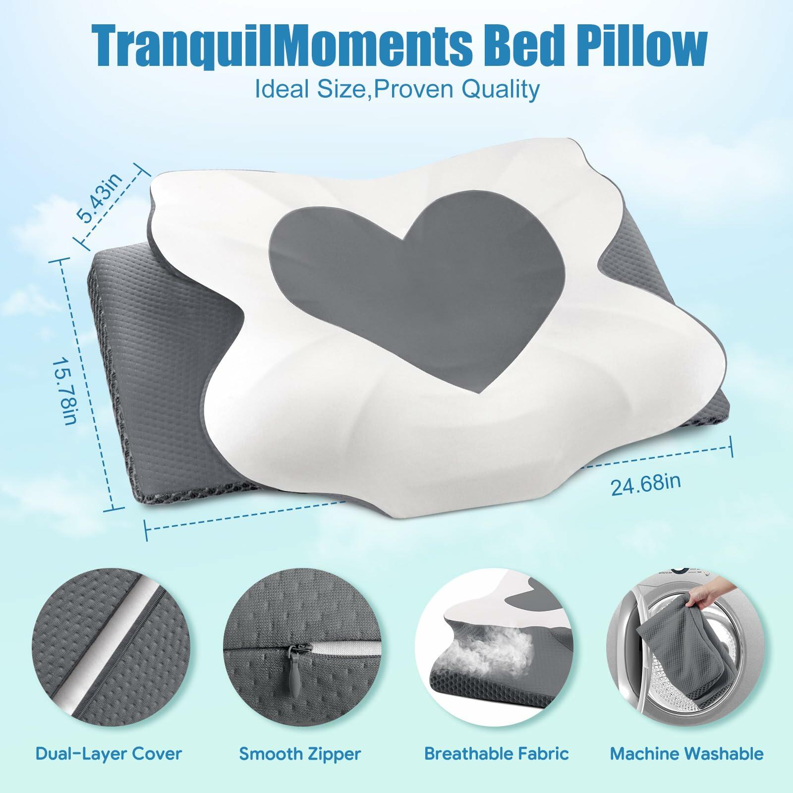 TranquilMoments Cervical Neck Pillow for Sleeping, Memory Foam Pillow for Neck